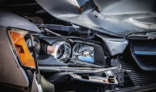 close-up of front of car after an accident